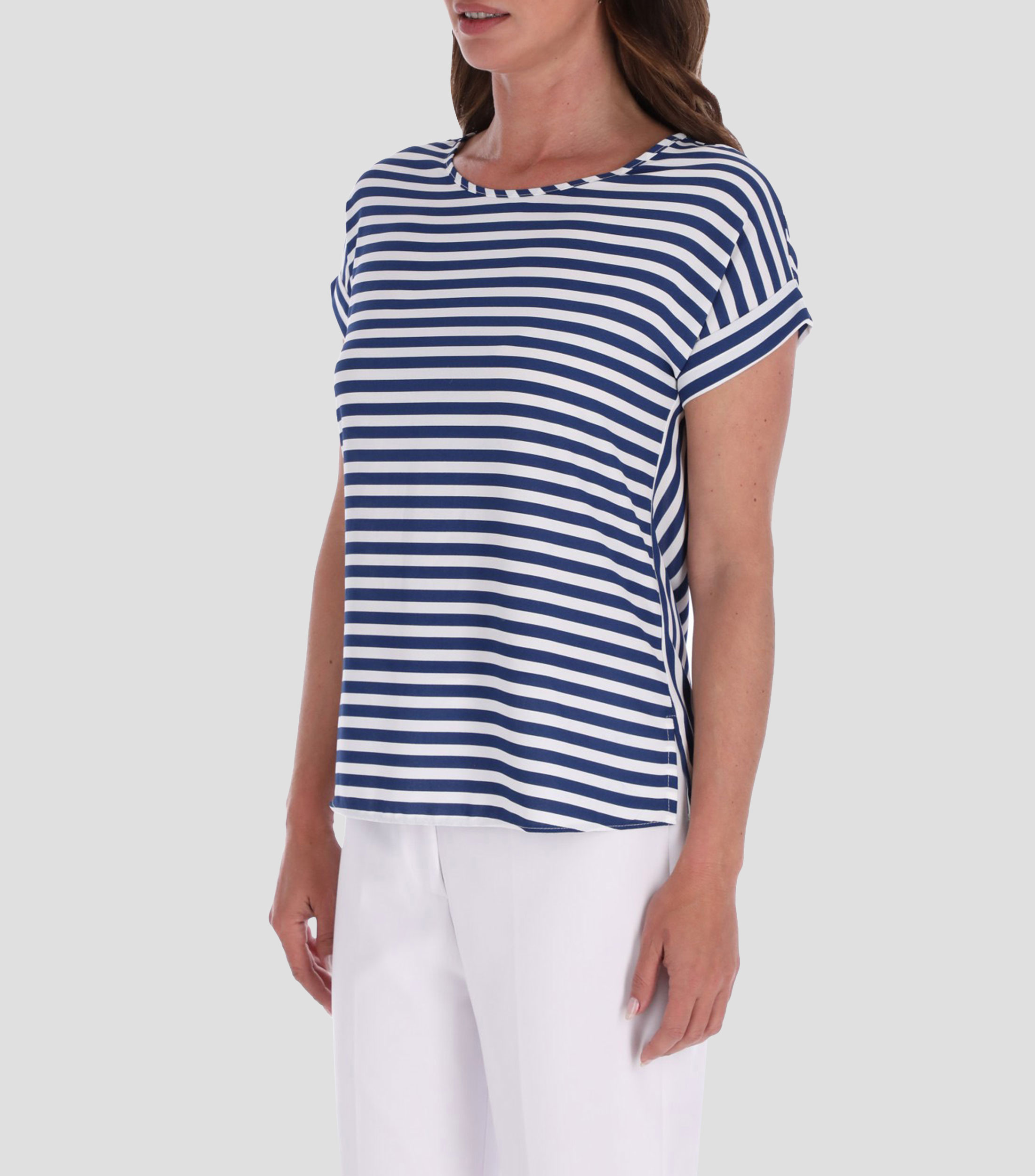 Blusa con rayas cuello redondo Mujer